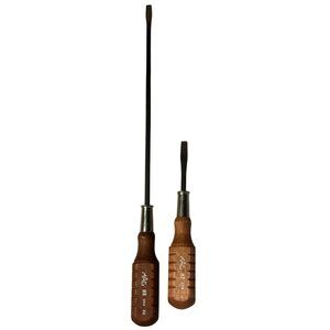 VTG MAC H8/H2 Tools Wood Handle Flat Head Screwdrivers | Made in USA, Set of 2
